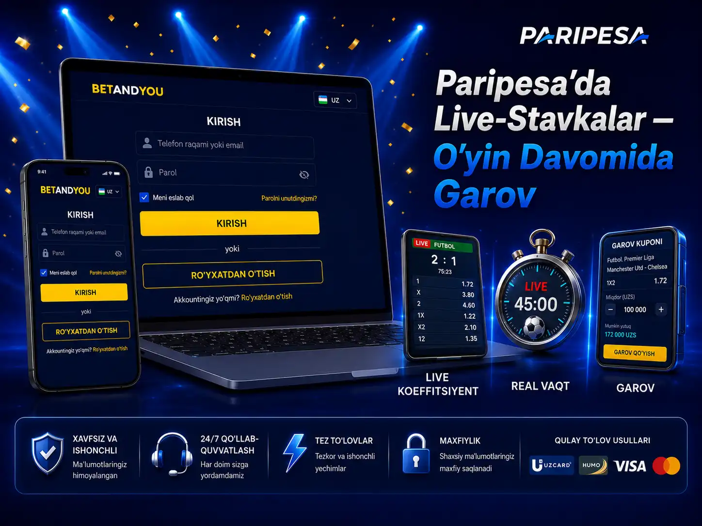 Paripesa'da Live-Stavkalar — O'yin Davomida Garov