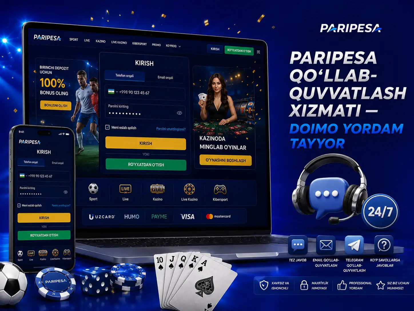 Paripesa Qo'llab-Quvvatlash Xizmati — Doimo Yordam Tayyor