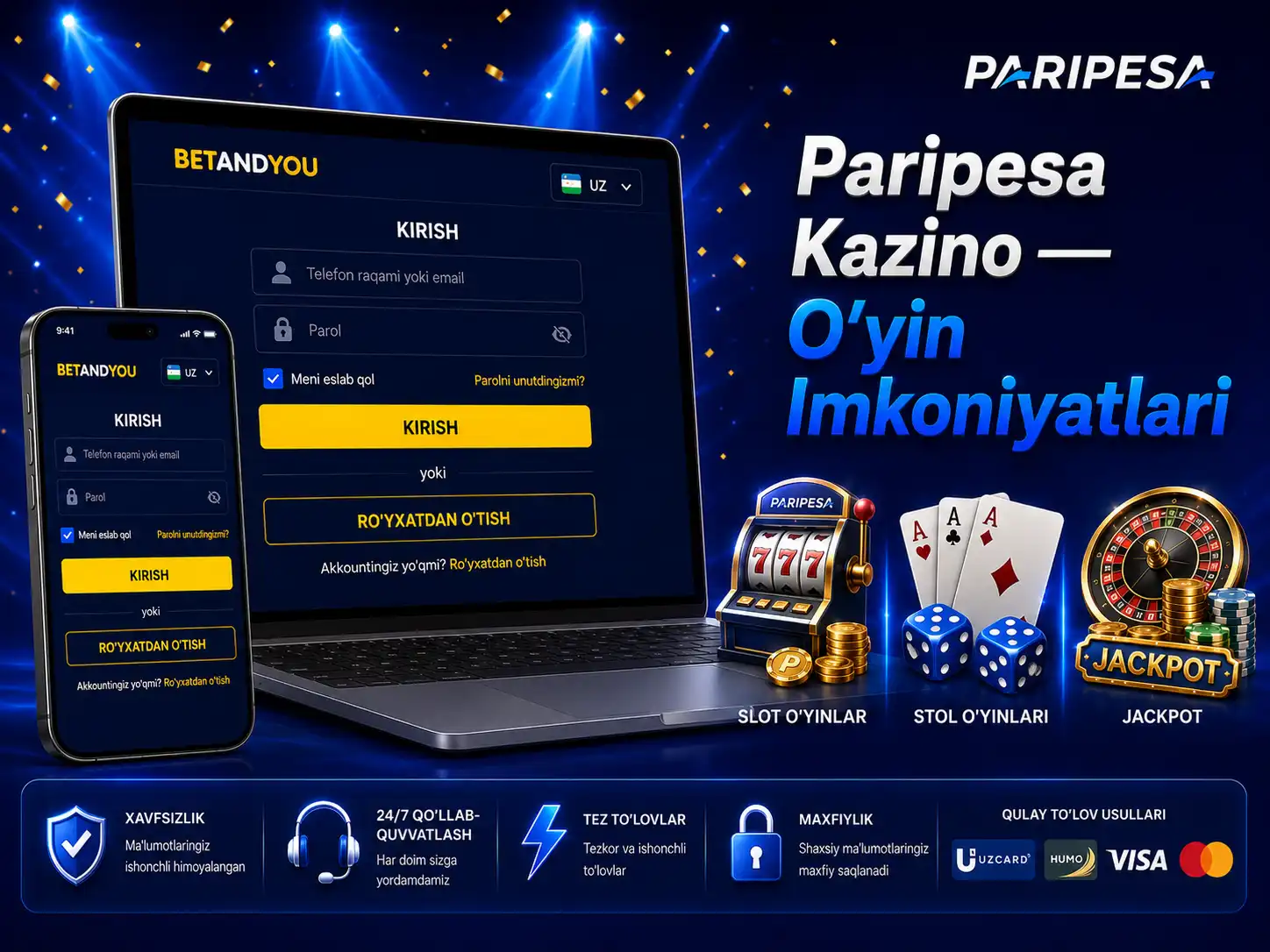 Paripesa Kazino — O'yin Imkoniyatlari